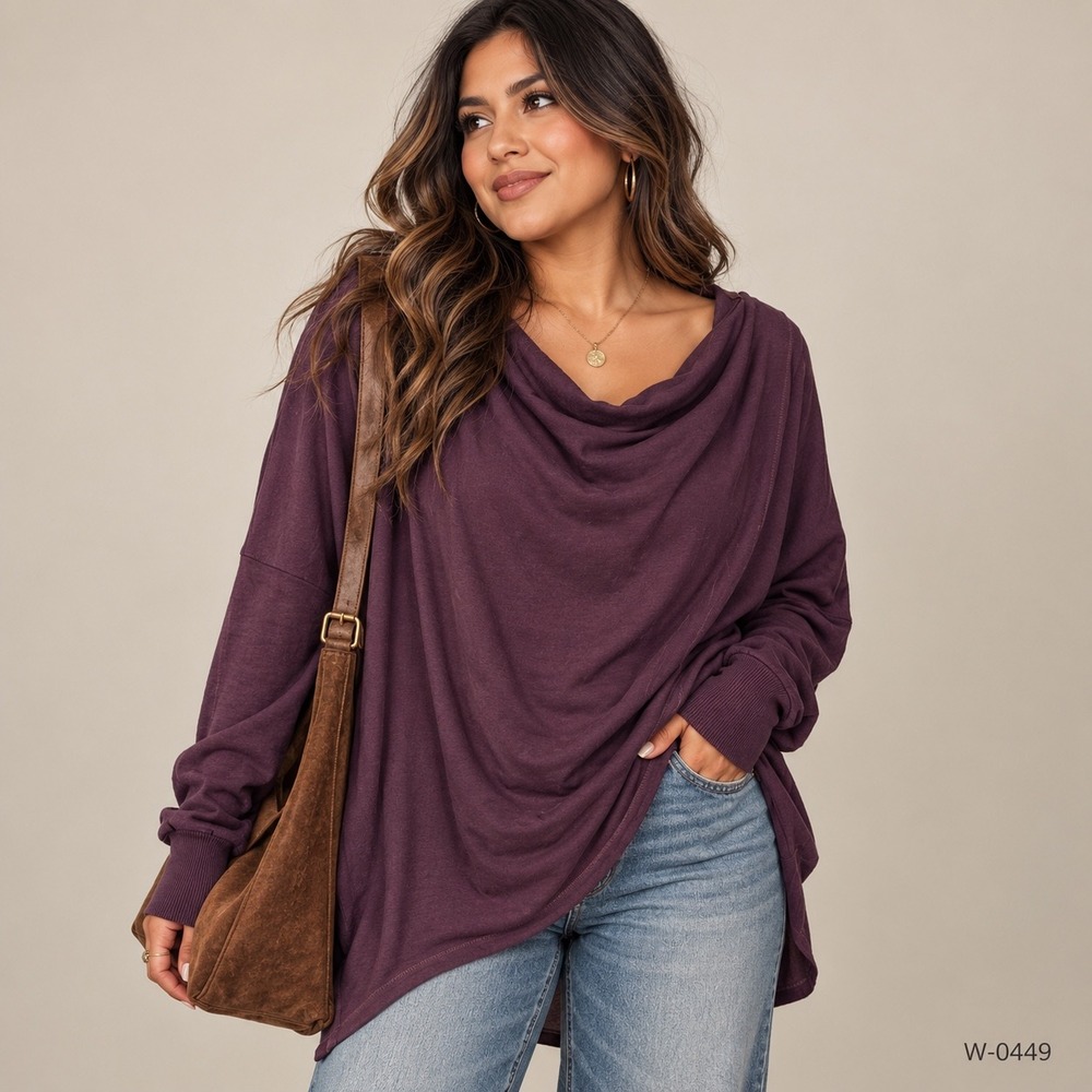 Athleta Coaster Luxe Hoodie Wrap Front Sweatshirt Plum Purple Size M 0473